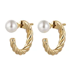 Hoop Huggie Fashion 925 Sterling Silver Jewelry Ladies Earrings Pearl 18K Gold Plated STURESHOOP