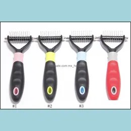 Pet Grooming Comb Tool 2 Sided Podstawka Gracz Dla kotów Psy Safe Dematting Supplies EOO1060 Drop Dostawa 2021 Dog Home Garden Pu1de