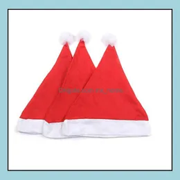 Party Hats Extive Supplies Home Garden 1500pcs Red Santa Claus Hat Tra Soft Plush Christmas Cosplay Hats-Christmas Dht0k