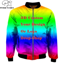 EST Crie seu próprio design de cliente Anime P O Star You Want Singer Padrão Diy Men Men Casual 3D Bomber Jackets Party Cosplay 220706