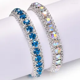 Trendig toppförsäljningsarmband full zirkon österrikisk kristallfärgad blå kvinnlig kvinnlig dam länk kedja smycken armband gåva