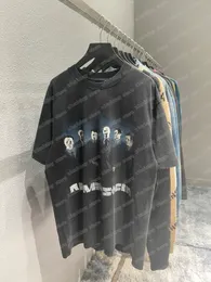 22SS 남자 디자이너 티셔츠 코튼 밴드 인쇄 짧은 소매 남자 크루 넥 스트리트웨어 화이트 블랙 Xinxinbuy XS-L