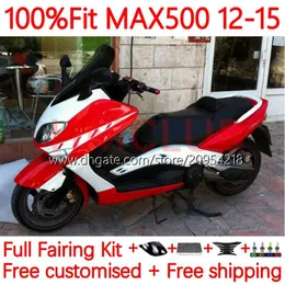 حقن القالب معرضات Yamaha Tmax-500 Max-500 T Max500 12-15 هيكل السيارة 33NO.2 TMAX MAX 500 TMAX500 12 13 14 15 T-MAX500 2013 2014 2015 OEM Body Kit White Red Red Red