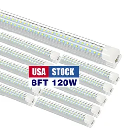 JESLED 8 Fuß LED-Ladenleuchte – 120 W, 12.000 lm, 6.000 K, T8-LED-Röhre, 100 Stück, 8 Fuß Lichter, D-förmige 96-Zoll-Glühbirnen