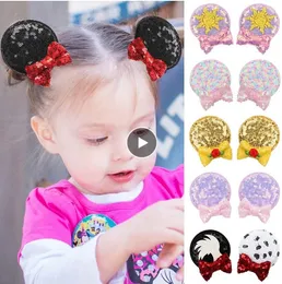 Cute Glitter Sequins Cartoon Mouse Ears Bow Hair Clips For Girls Bows Chic Hairpins Trendy Head Wear Kids Hair Accessories