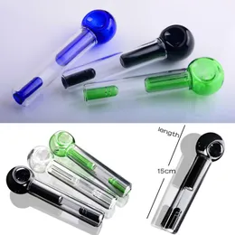 NUOVA Pipa in vetro con manico mini Pipa per fumare gorgogliatore in vetro Spoon Bubbler Bong per fumatori ibrido a prova di fuoriuscite senza