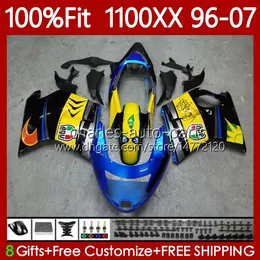 Mold wtryskowy Ciała dla Honda Blackbird CBR1100 CBR 1100 xx CC 1100xx 96-07 114NO.25 CBR1100XX 1996 1997 1998 1999 2000 2001 1100cc 02 03 04 05 06 07 Wzmacniacz Ryba Ryba niebieska