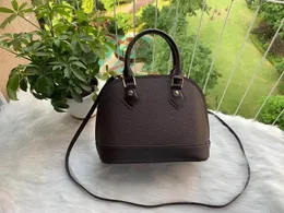 Женская сумка Alma Bb Shell Bag Top Handle Cute Bag Damier Ebene Crossbody Bag Лакированная кожа Женские сумки Сумки на плечо M53152