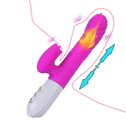 Riscaldamento Telescopico Dildo Masturbazione femminile Leccare la lingua Vibratore Clitoride Stimolare il punto G Massaggiatore della vagina Giocattoli sexy per le donne