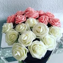 102030Pcs 8cm Artificial PE Foam Rose Flowers Bridal Bouquets For Wedding Table Home Party Decorations DIY Scrapbook Supplies 220804