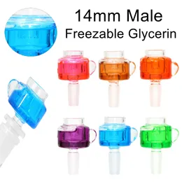 Einfrierbare Glyzerin-Spulenschale, 14 mm, männliches Gelenk, gekühltes Glas, Raucherzubehör, mehrere Farben für Tabak-Wasserpfeifen-Rigs