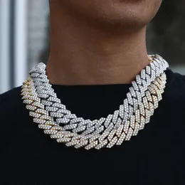 Chains 20mm Big Wide Hip Hop Prong Setting CZ Stone Bling Iced Out Square Cuban Miami Link Chain Necklaces For Men Rapper JewelryChains Chai