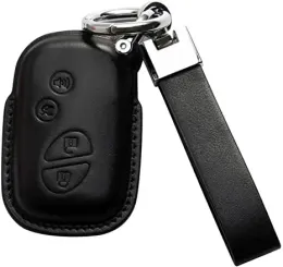 Black Leather Keychain Car Key FOB Cover för Lexus ES250 ES300H ES350 IS300 IS350 NX300 RC F RC300 RC350 RX350L RX450H RX450HL SHELL HOLDER CASE GENTER ACCTICESER