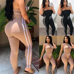 Summer Women Off Shoulder Jumpsuits Fashion Brand Ladies Lace Up Solid Loose Elastic Romper Ladies Bodysuits Casual 220714