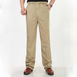 Spodnie męskie cienkie rajstopy swobodne sprężyste spodni w średnim wieku i starszych spodni. CXY60