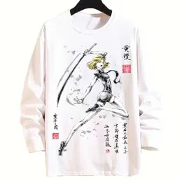 T-shirty męskie houseki no kuni fosfofilite crewneck mężczyźni kobiety T-shirt z długim rękawem TEE HARAJUKU Streetwear Anime Ubrania
