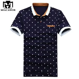 Macawor Nowa koszula polo Mężczyźni 95% bawełniana letnia koszula krótkie rękawki Poloshirty modne kropki czaszki drukują Camisa Tops Tees MT437 T200505