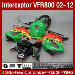 Bodywork For HONDA Interceptor VFR800 VFR 800 RR Repsol Green CC 800RR 02-12 Bodys 129No.25 800CC VFR800RR 02 03 04 05 06 07 VFR-800 2002 2008 2009 2010 2011 2012 Fairing