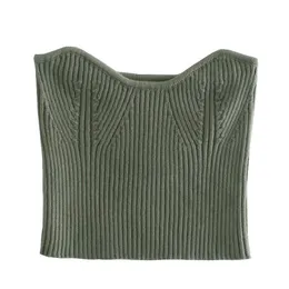 TRAF Kobiety Moda Rozciągliwy Szczupły Przycięte Dzianiny Tank Topy Vintage Bez Rękawów Kobiet Camis Mujer 220407