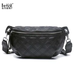 BRIGGS DesignerPraid Sacos de couro genuíno genuíno Fanny Packs for Women Fashion Packs Feminino bolsas de telefone femininas Sacos de peito 220812