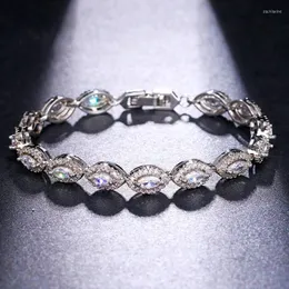 Cadeia de link Ksra Vintage Zircon Bracelet para feminino Fashion Wedding Bridal Bridesmaid Acessórios de joias Shiny 2022 Presente de aniversário