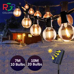 M LED G Solar String Lights Outdoor Patio Lights Solar Energy Waterproof Globe Unbreakable Bulb J220531로 조명