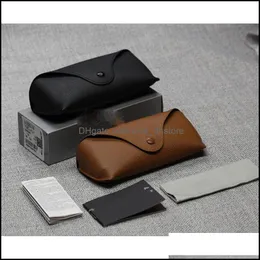 Sunglasses Cases Bags Eyewear Accessories Fashion Wholesale Black Sun Glasses Case Retro Brown Leather Box Dhgh2