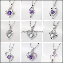 Pendant Necklaces Pendants Jewelry High Quality Sterling Sier Heart Necklace Imitation D Color Mosang Stone Heart-Shaped Clover Wholesale