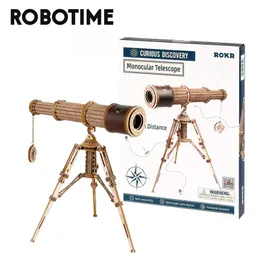 Robotime Rokr 1 1 DIY 314 PCS望遠鏡単眼望遠鏡木製モデルビルディングキットアセンブリアダルト220715