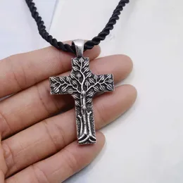Halskette mit Baum des Lebens, religiöses Kreuz, Natur, spiritueller Schmuck
