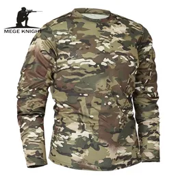 MEGE BRAND CONTYING Autumn Spring Men Long Sleeve taktyczny kamuflaż T-shirt Camisa Masculina Szybki suchy wojsko koszula 220507