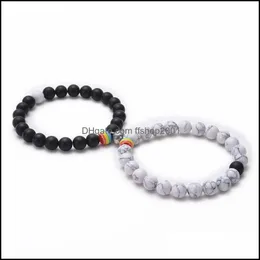 Charm Bilezikler Gökkuşağı Boncuk Bileklik Pride Çift Lover Beyaz Howlite Siyah Mat Mıknatıs Doğal Taş Lgbt İlişkisi Ffshop2001 Dhg8F