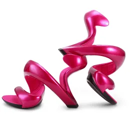 Moda otwórz Toe wyciąć dziwne sandały gladiatorki na wysokim obcasie moda Sexy kształt węża buty bez dna WYP 160405 K78