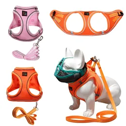 Dog Collars & Leashes Pet Dogs Harness Backpack Adjustable Reflective Breathable With Dog Leash