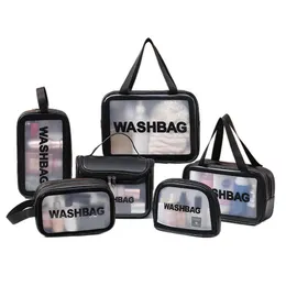 Bolsa de maquiagem transparente PVC Bolsas de cosméticos à prova d'água de grande capacidade Organizador de produtos de couro PU PU maquia