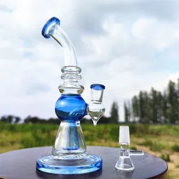 8.7" Blue Cutty Portable Middle Round Core Filter Tobacco Pipes Hookahs Thick Glass Water Bongs Smoking 14mm Bowl Pipe Pinkie Girly US Warehouse