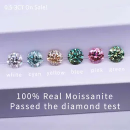 Grande venda 05-3ct 100% pedra de pedra azul azul verde rosa amarelo solto moissanite cor d vvs lab-cultivado diamante para anel