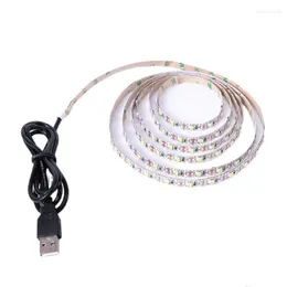 Remsor LED 5V USB 2835 Vit varm blå röd grön rosa tira strip ljus tv bakgrund belysning tejp hem dekor skam