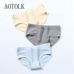 3pcs de roupas íntimas de algodão Women Soild Color Calcinha para meninas M-XL Lingerie Briefs casual confortável calcinha 220511