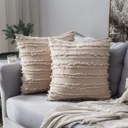 베개 케이스 Boho Throw Pillow 커버 장식 Tassel Macame Case Stripe Sofa Bed Living Room Home Decor 220714를위한 Jacquard Cushion Cover