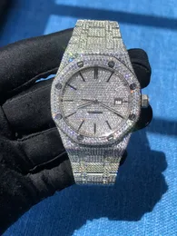 Projektant Diamond Watches Silver Cubic Zirconia Watch Roman Numerals Luksusowe męskie męskie pełne z pudełkiem
