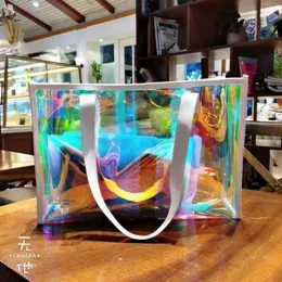 Bolsa transparente de holo fofa para mulheres laser laser clara bolsa holográfica PVC Candy Beach Beach impermeável Jelly femme Bolso 220427