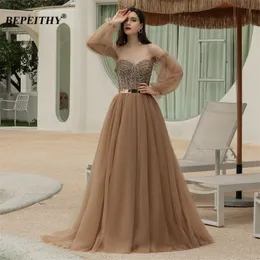 BEPEITHY Sweetheart Long Evening Dress Detachable Train For Women A-Line Dots Tulle Vintage Formal Gown With Sash Prom W220421