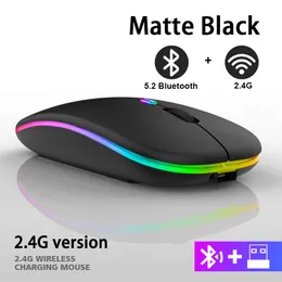 LED Wireless Mouse uppladdningsbar Slim Silent Mice 2.4G Portable Mobile Optical Office Mouse 3 Justerbar DPI för anteckningsbok PC Laptop Computer Desktop