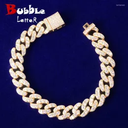 Cadeia de links 10mm cor de ouro Miami Bracelet Cuban Bling Women Jewelry Zircon Charm Hip Hop ChainLink Lars22