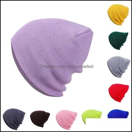 Hip Hop Hat Kobiet Winter Cap dla chłopców Unisex Bawełna Mieszanki Solidne Warm Knitted Female Casual Sklies Faules Mężczyźni Drop Dostawa 2021 Beanie / SK