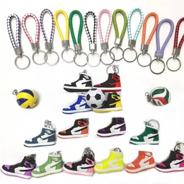 Chaveiros Lanyards Multicolor Silicone 3D Sneaker Pu Corda Basquete Chaveiro Bola Esporte Sapatos Keycring Carro Corda Chaveiros 3 Pçs / Sets para Homens Mulheres Moda Acc 0J0Z