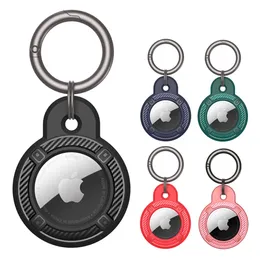 Protective Case for Apple Airtag Air Tag Carbon Fiber Silicone Cases Cover Shell Airtags Keychain Key Chain Accessories