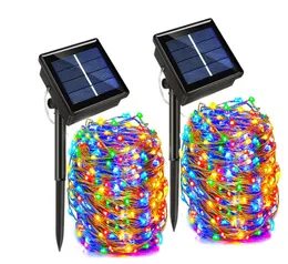 Luzes de fadas de cordas solares 10m 20m 22m impermeabilizada a água de guirlanda led de guirlanda solar lâmpada de energia externa de solar Natal para decoração de jardim