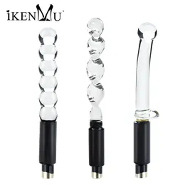 3xlr Dildo Connect för sexig maskinvapen, glaskristallmaterial Analpärlor, maskingevär förläng Adapter Toy Ikenmu Shop